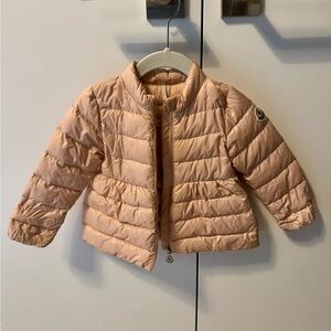 Moncler Infant Puffer Jacket. Light Pink, good condition, size 12/18 months.